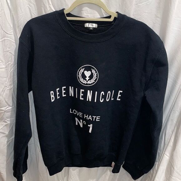 BEENIENICOLE LOVE HATE N1 black crew neck - Picture 1 of 2
